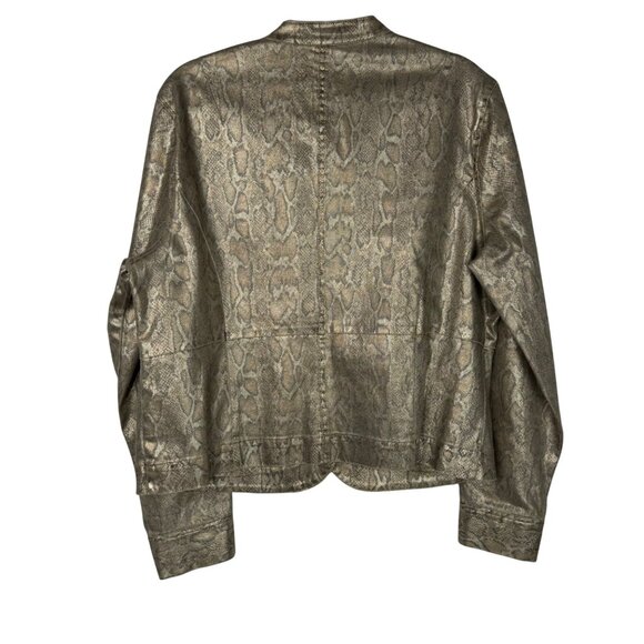 Dana Buchman Womens Snakeskin Print Metallic Jacket Size 16 Cotton Blend - Picture 10 of 10